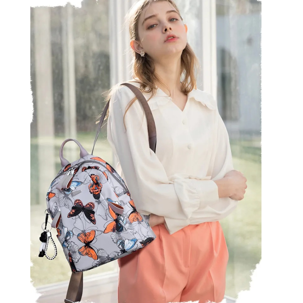 Mochila Mujer Mariposas Con Llavero