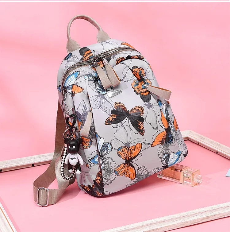 Mochila Mujer Mariposas Con Llavero